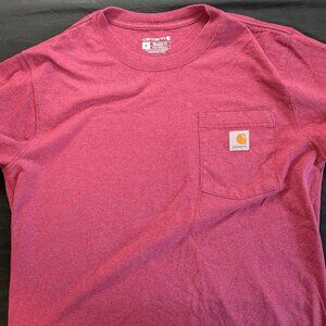 Carhartt Men's Heavyweight Relaxed Fit Pocket Tee - Beet Red Heather - Medium